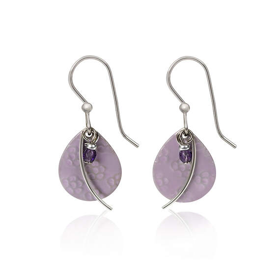 Silver Forest Purple Teardrop and Silver Metal Earrings, , large image number 1