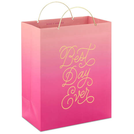 9.6" Best Day Ever Pink Ombré Medium Gift Bag, , large