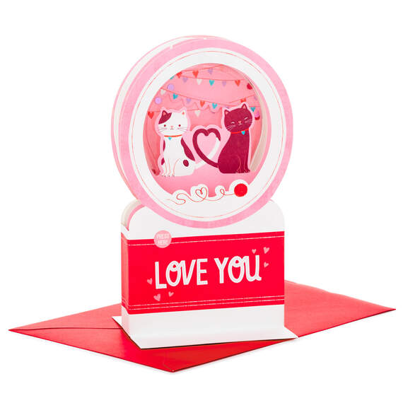 Love You Snow Globe Musical 3D Pop-Up Valentine's Day Card With Motion, , large image number 1