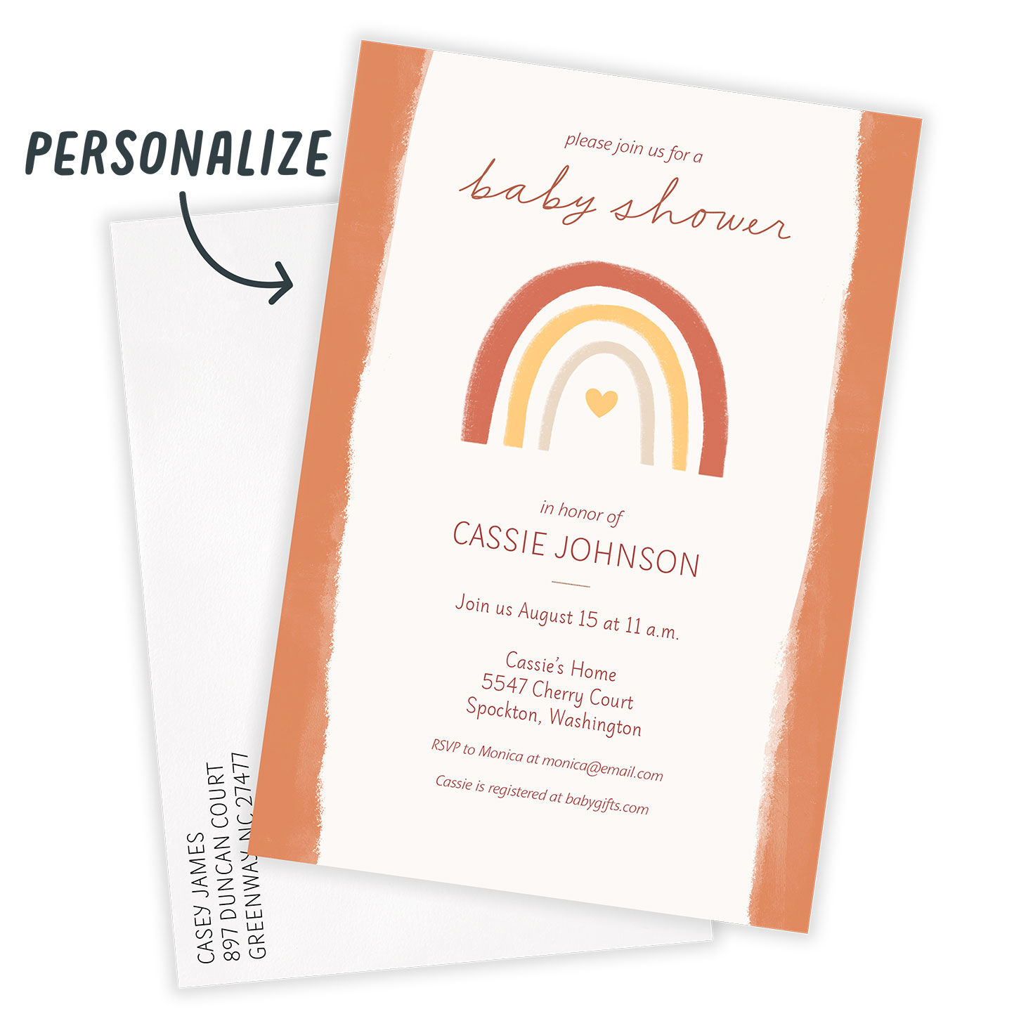 Rainbow With Heart Baby Shower Invitation, , large image number 2