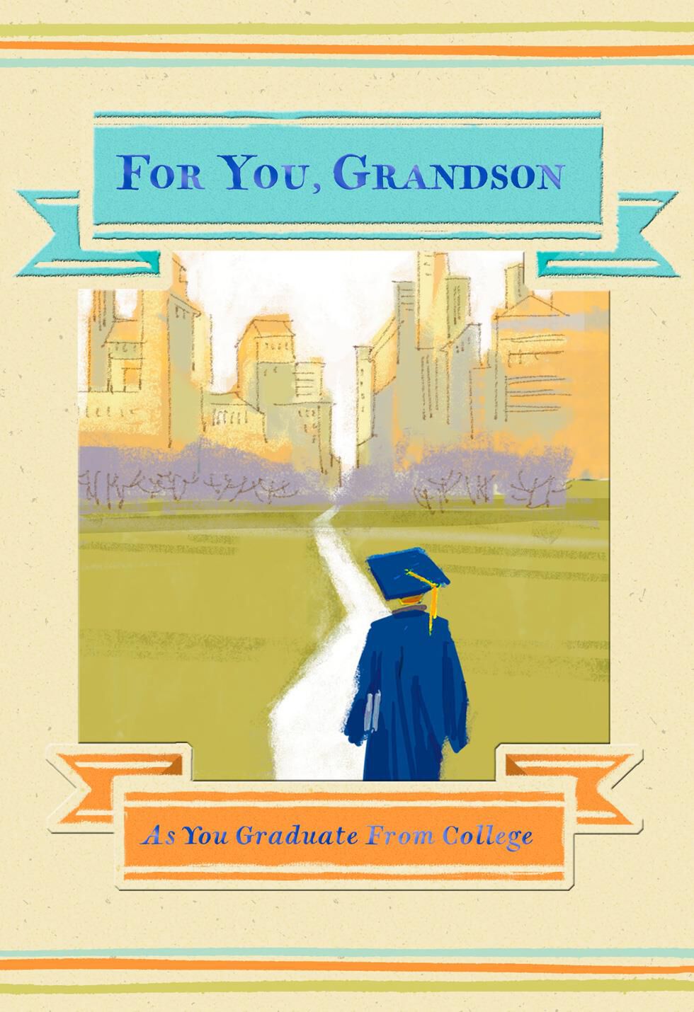 Cityscape College Graduation Card for Grandson