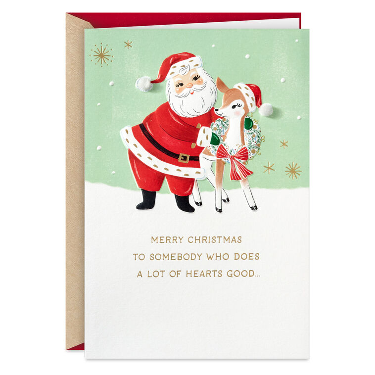 Santa and Reindeer Christmas Card Card Front image number 1