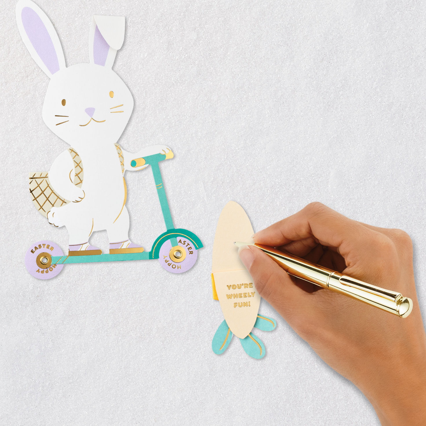 Bunny on Scooter Fun Easter Card Signing card image number 8