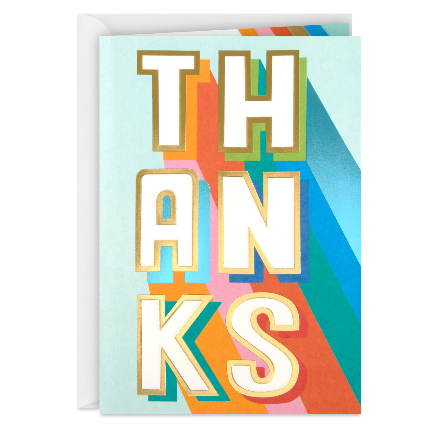 Rainbow Letters Blank Thank-You Card