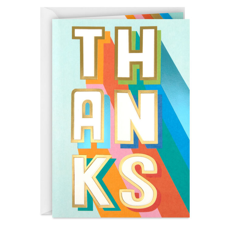 Rainbow Letters Blank Thank-You Card, , large image number 1