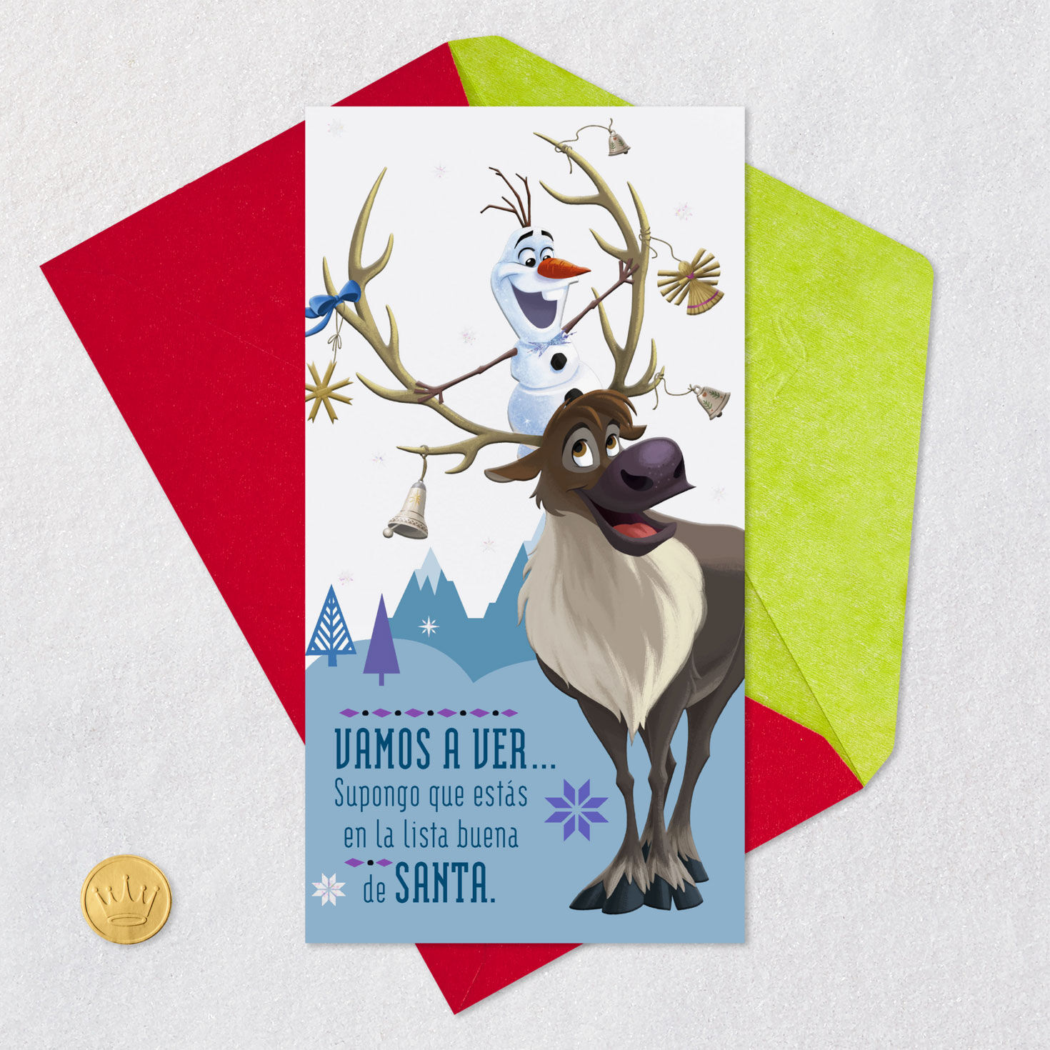 Disney Frozen Olaf Gift Card Holder Christmas Card Card Front with Envelope and Gold Seal image number 6