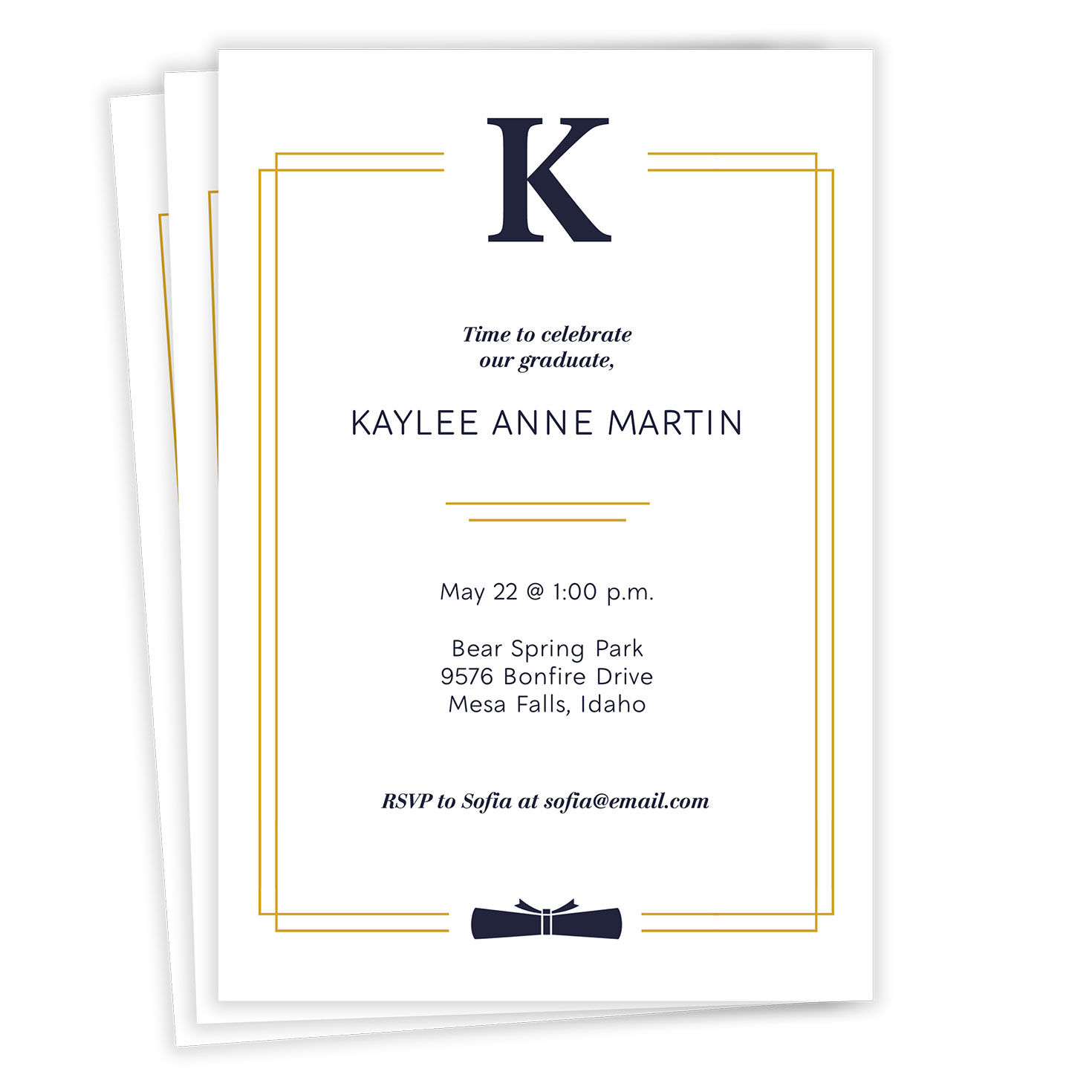 Modern Monogram Flat Graduation Party Invitation