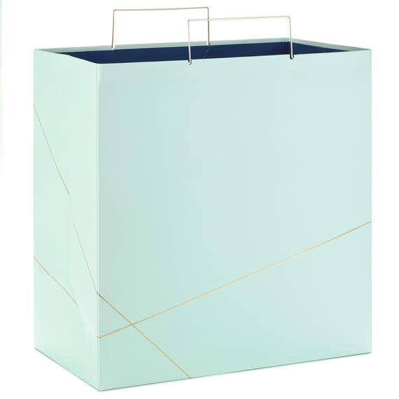 15" Mint Green With Gold Extra-Deep Square Gift Bag