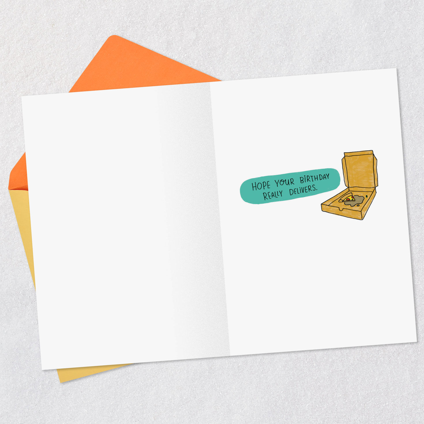 Overly Personal Pizza Funny Birthday Card Open card with envelope image number 3