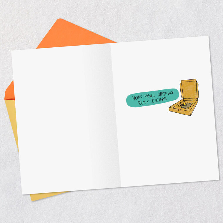Overly Personal Pizza Funny Birthday Card Open card with envelope image number 3