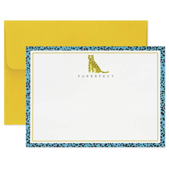 Cheetah Poses Assorted Blank Flat Note Cards in Caddy, Pack of 40, , large image number 3