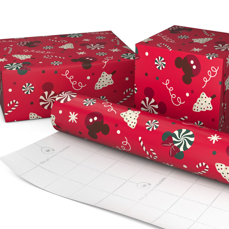 Mickey and Minnie Treats Jumbo Christmas Gift Wrap Wrapped pkg image number 2