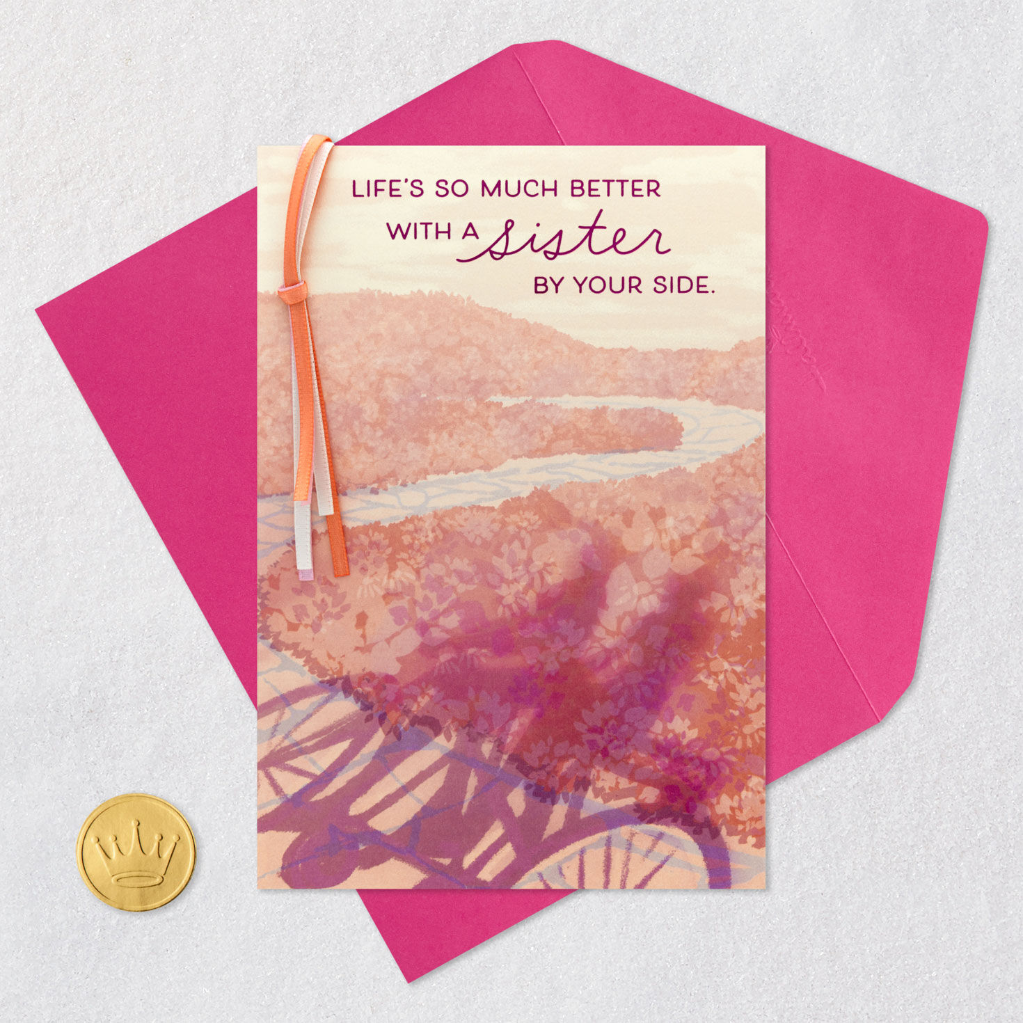 Tandem Bicycle Silhouette Sister Mother's Day Card  image number 6