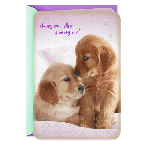Having It All Two Puppy Dogs Romantic Love Card, 