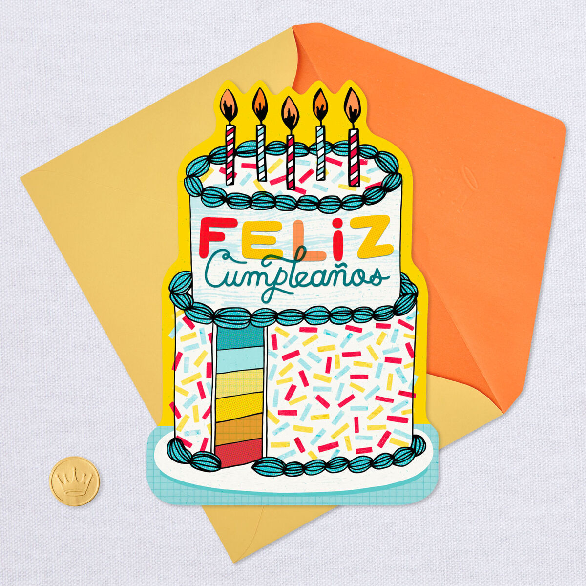 Sprinkle Cake and Candles Spanish-Language Birthday Card - Greeting ...