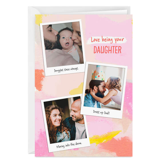 Personalized Snapshots on Pink Watercolor Photo Card, , large image number 1