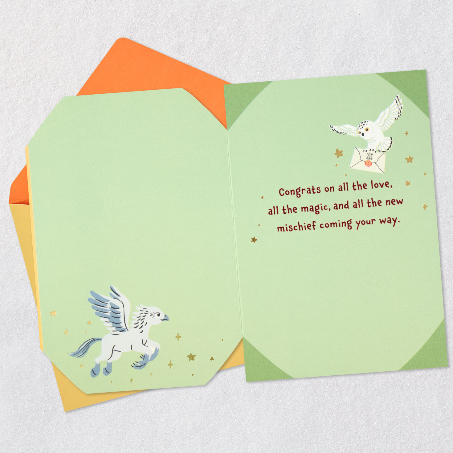 Harry Potter Hogwarts Crest Baby Shower Card Open card with envelope image number 3