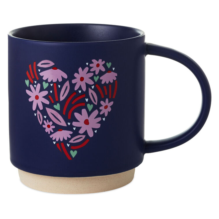 Floral Heart Mug, 16 oz.