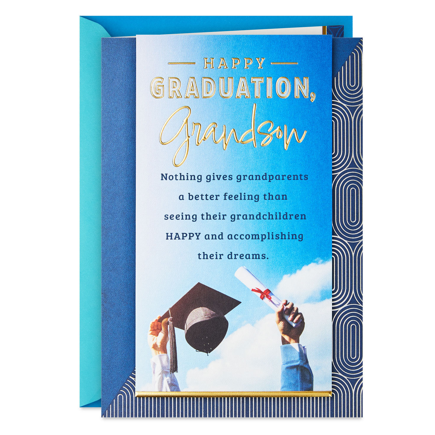 Wishing You All the Happiness Graduation Card for Grandson