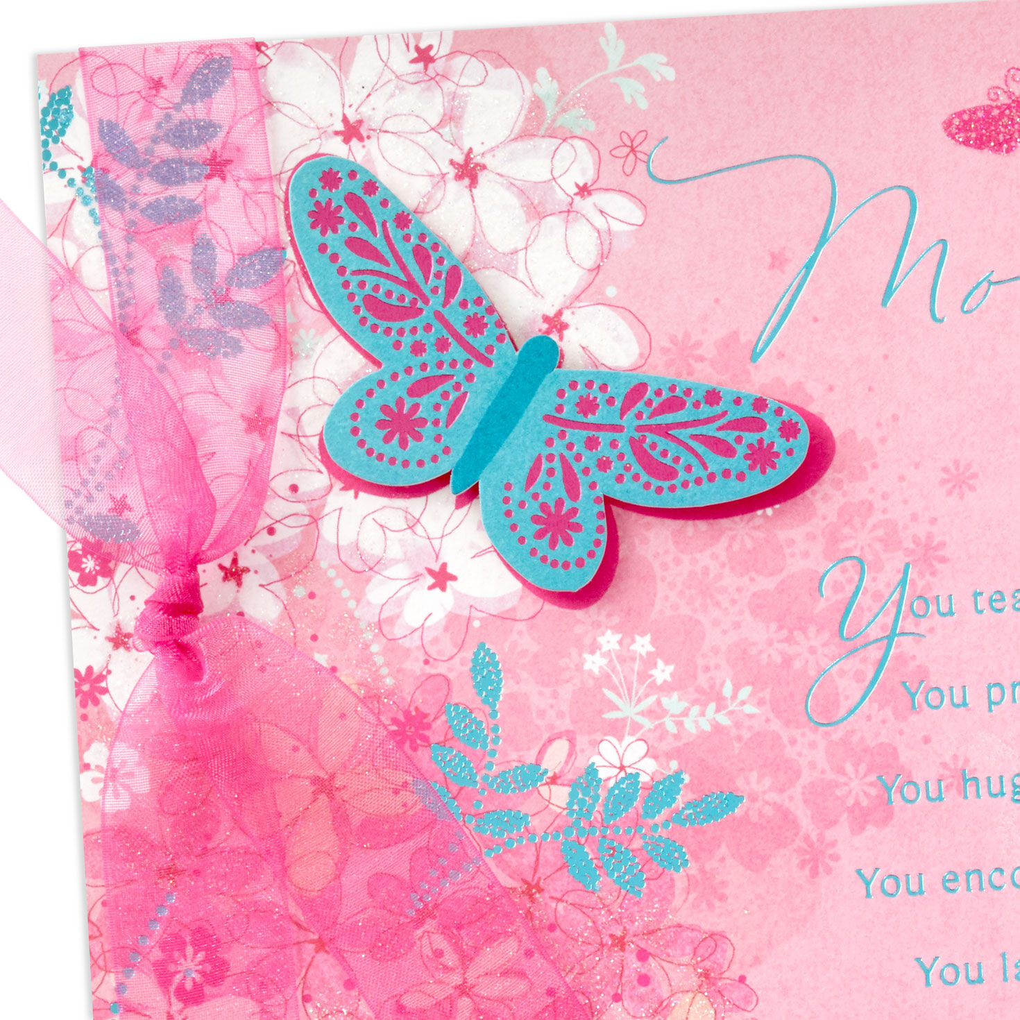 Butterfly and Flowers Mom Birthday Card Card Front Detail image number 4