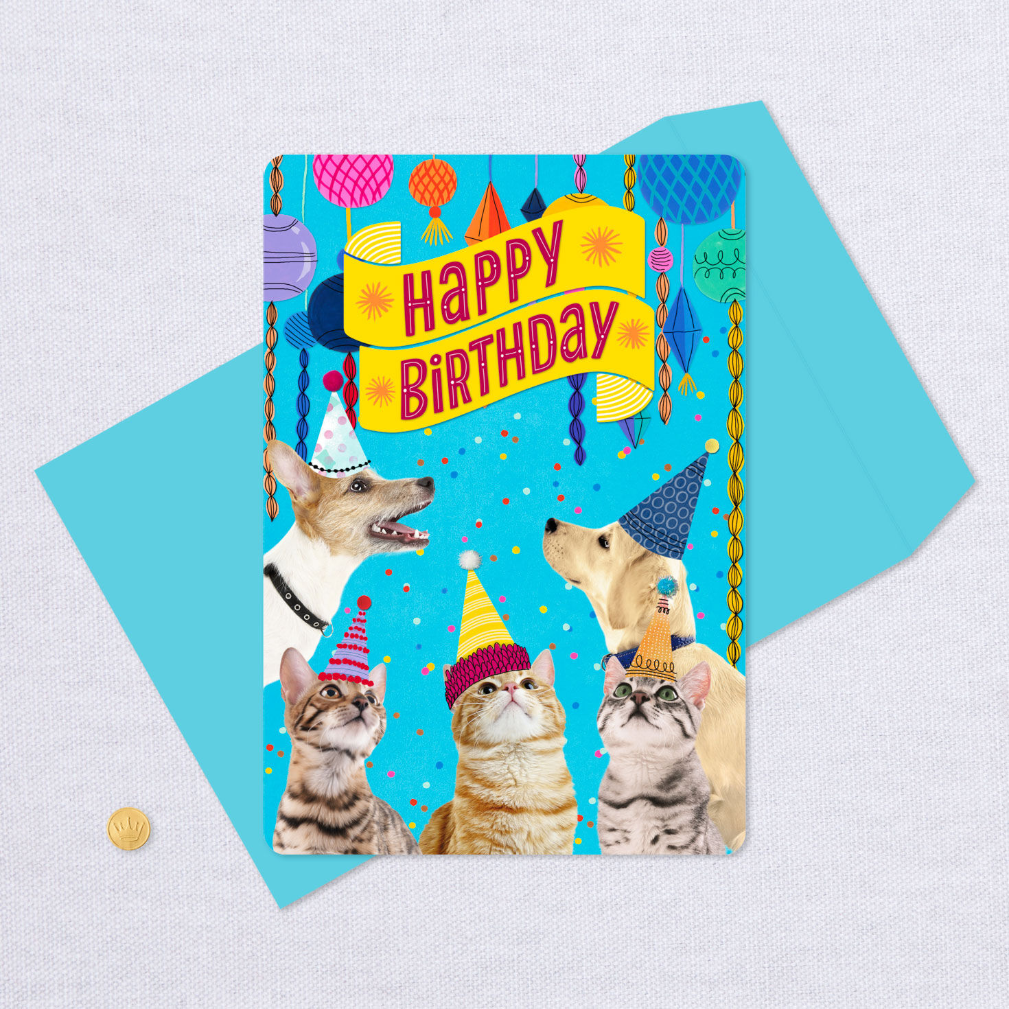 16" Party Cats and Dogs Jumbo Birthday Card From All for only USD 12.99 | Hallmark