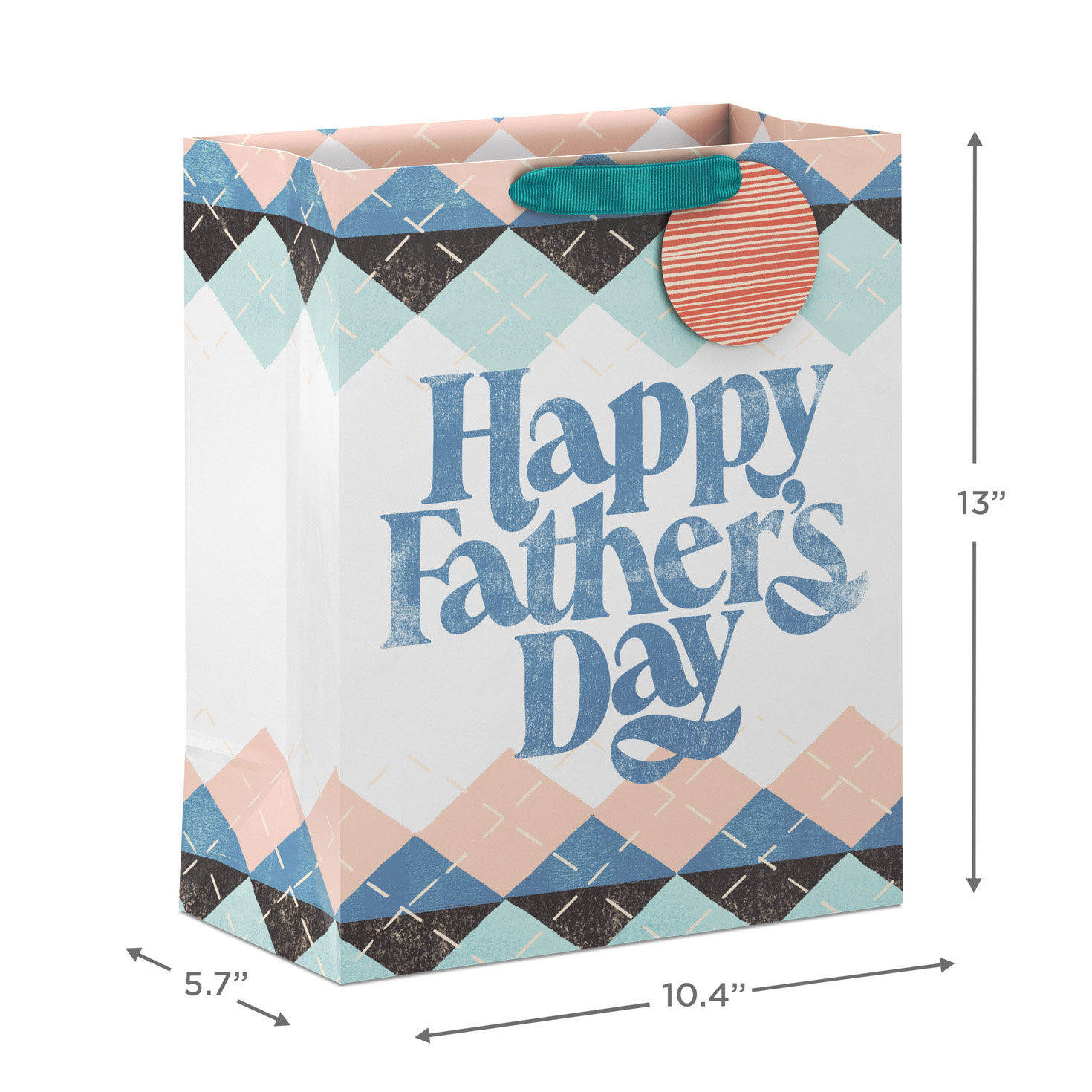 Happy Father's Day Argyle Pattern Large Gift Bag measurement image number 3