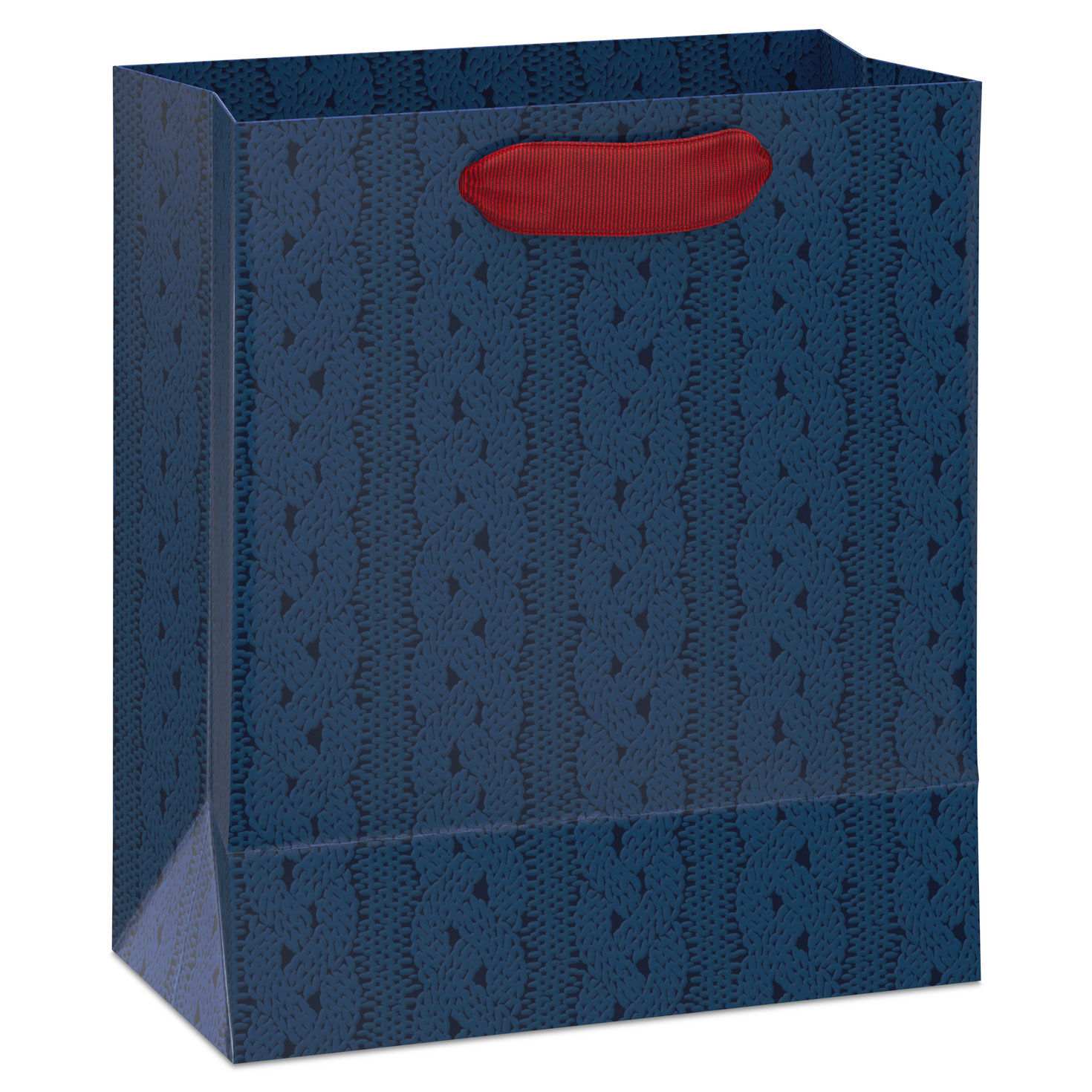Blue Cable Knit Sweater Christmas Gift Bag Back image number 6