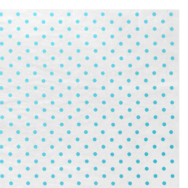 Aqua Blue Polka Dots on White Tissue Paper, 6 sheets, Aqua on White, large image number 3