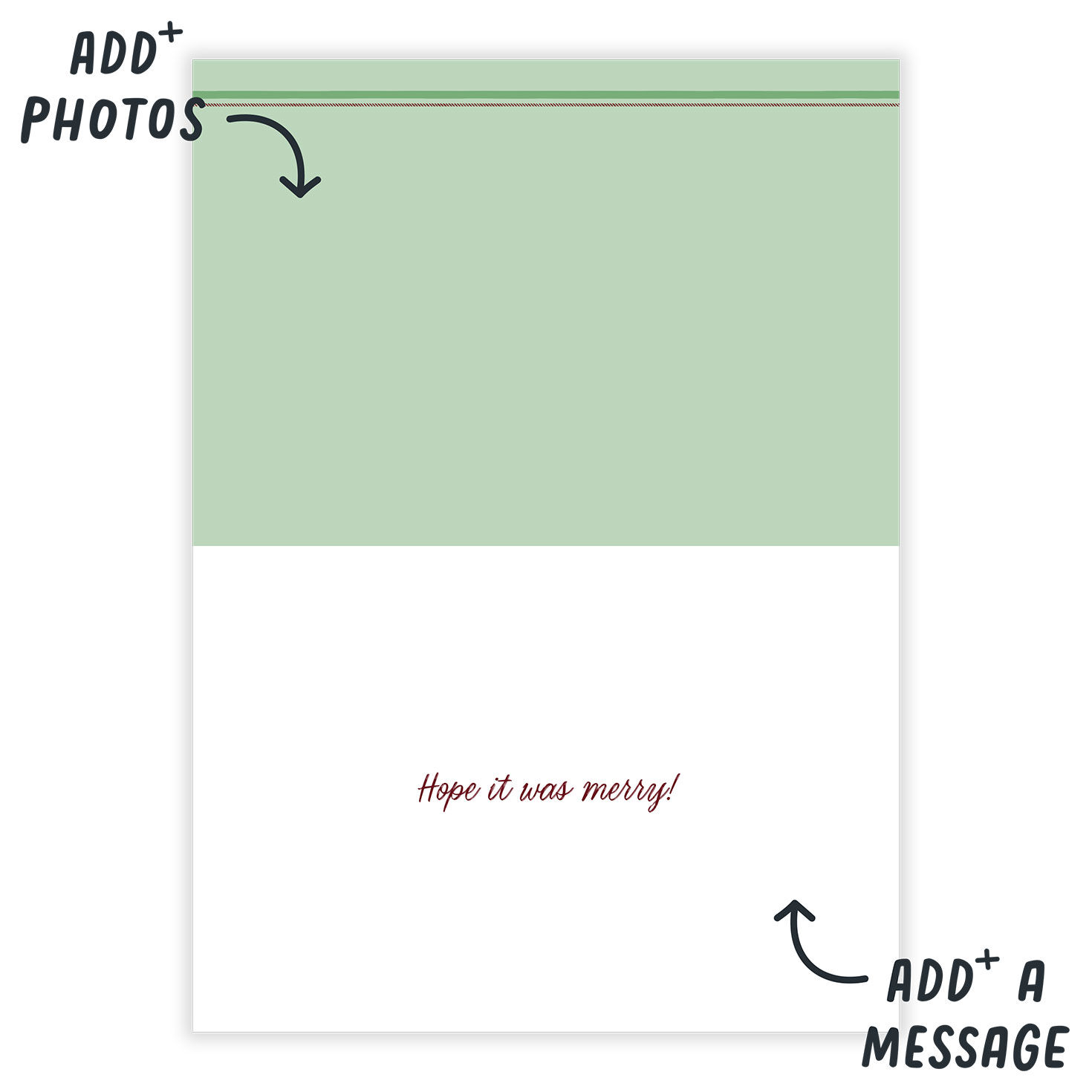 Green Plaid Gold Ribbon Gift Holiday Photo Card Open Card indicating personalization image number 3