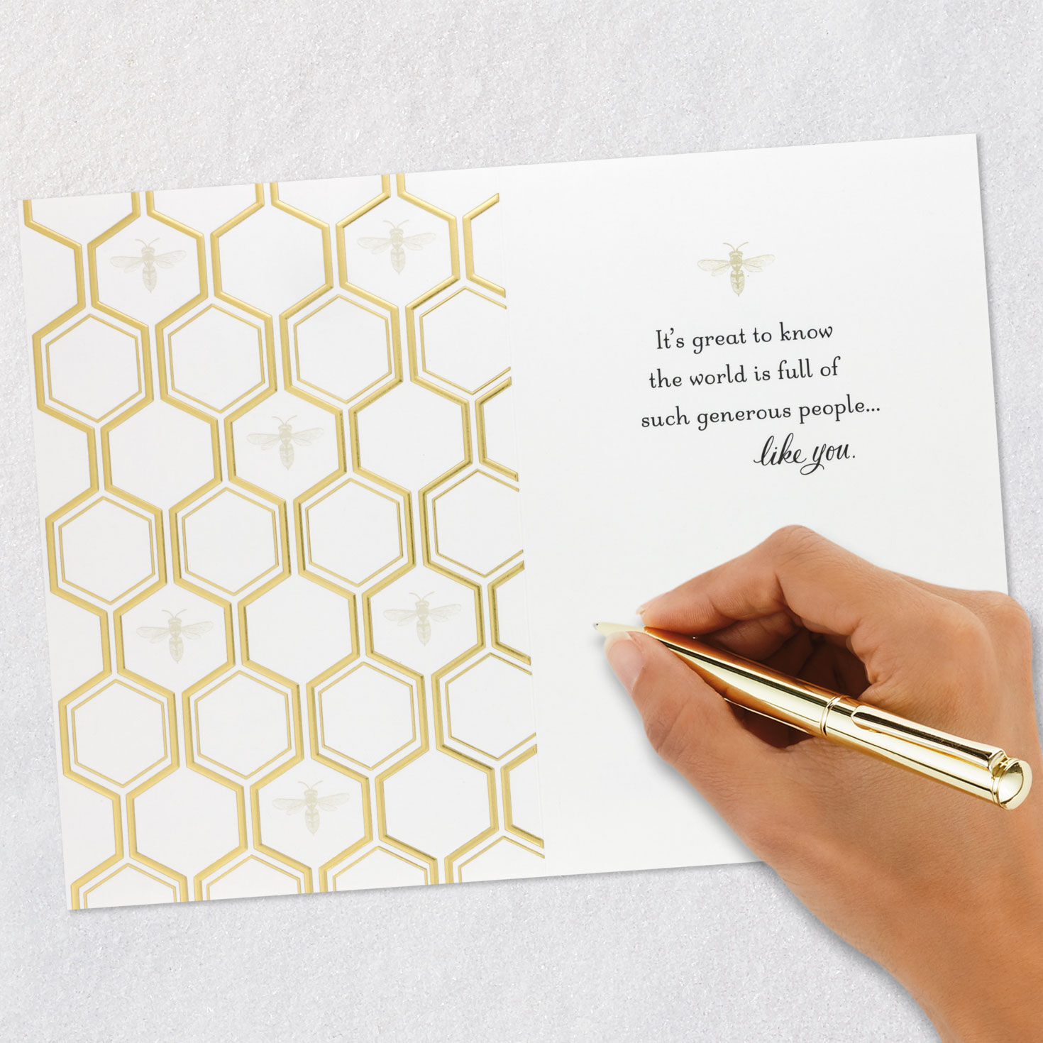 Gold Honeycomb and Bee Thank You Card Signing card image number 6