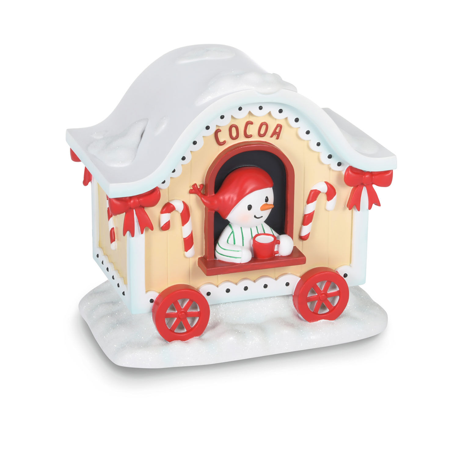 Magic Snowman Village Hot Cocoa Cart Tabletop Decoration, 4.25"