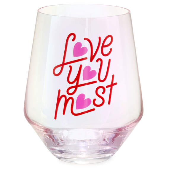 Love You Most Jumbo Stemless Wine Glass, 43 oz., , large image number 1