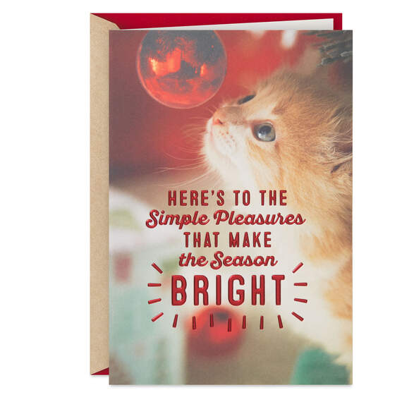 Cute Cat Warm and Merry Christmas Card for Sister, , large image number 1