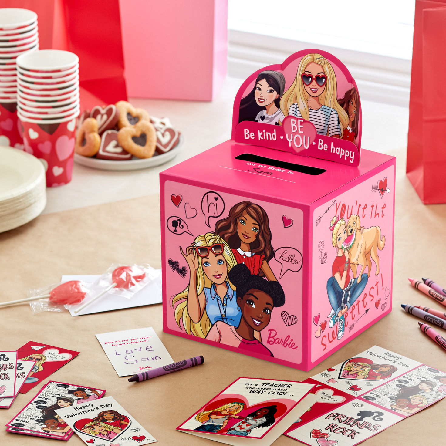 Barbie Be You Kids Classroom Valentines Set With Cards and