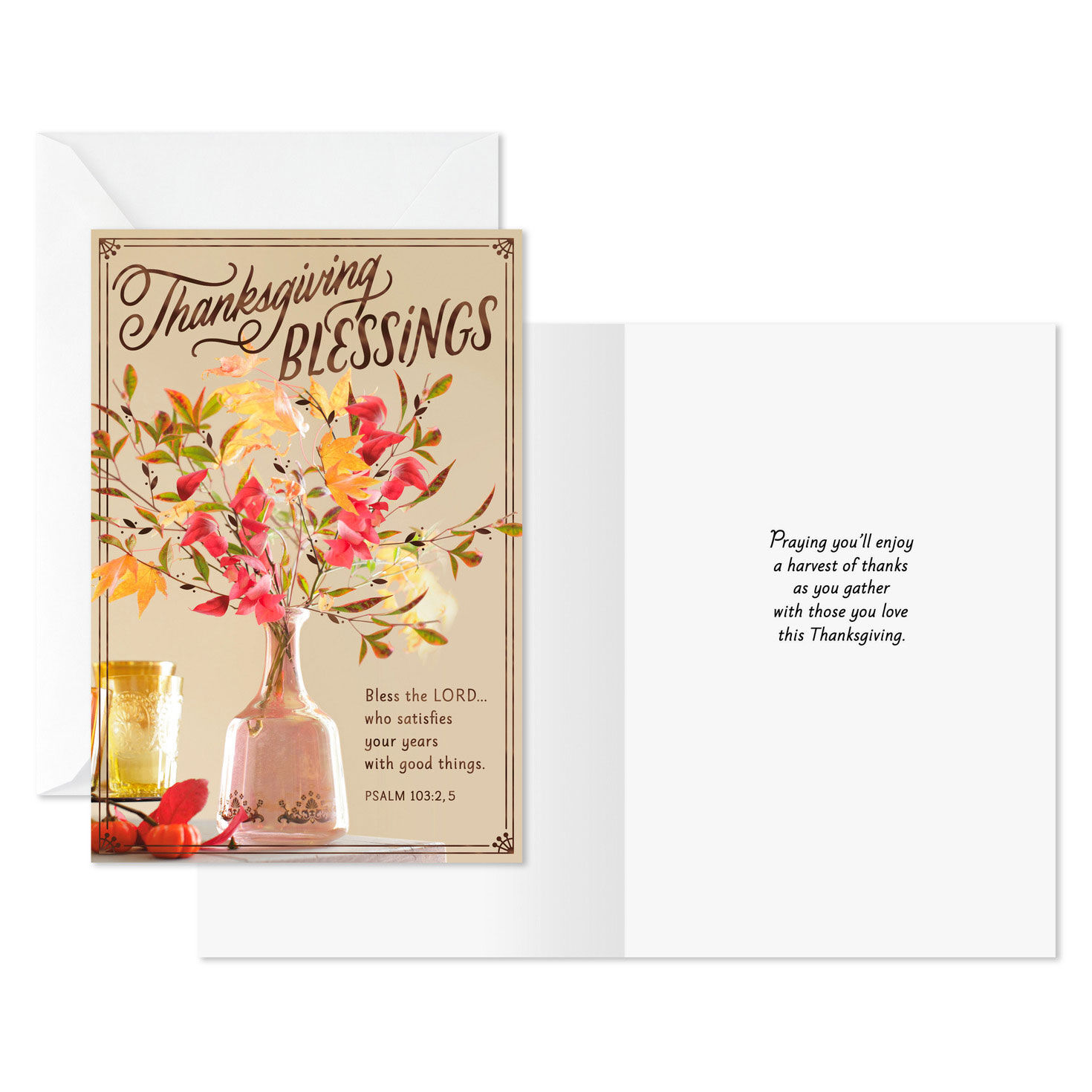 Fall Flowers and Blessings Thanksgiving Card Pack Card Front with Sentiment image number 2