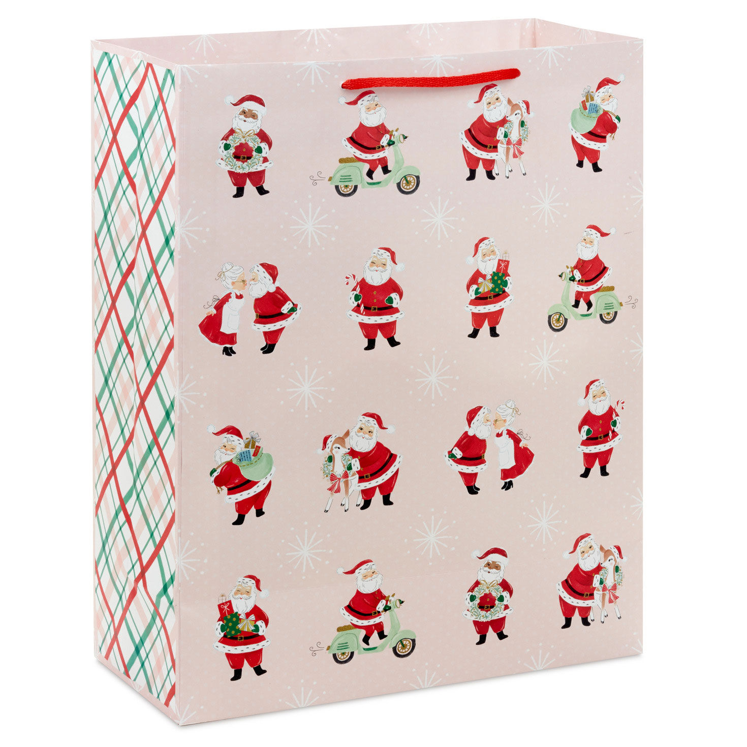Vintage Santa Scenes XL Christmas Gift Bag back image number 6