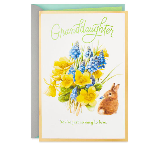 Marjolein Bastin Bunny and Flowers Easter Card for Granddaughter, 