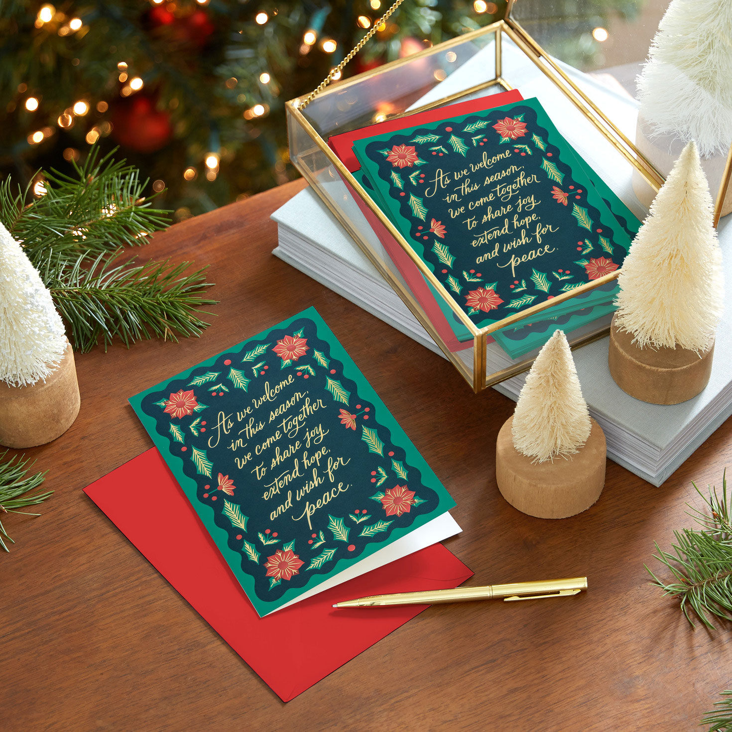 Stylized Florals Boxed Christmas Cards in use image number 6