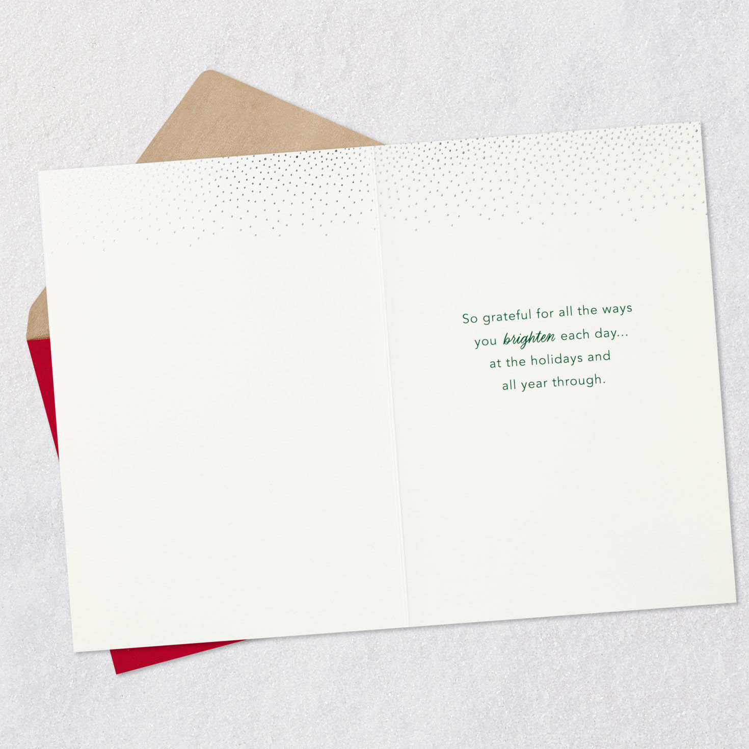 Green and Gold Jeweled Christmas Tree Card Open card with envelope image number 3