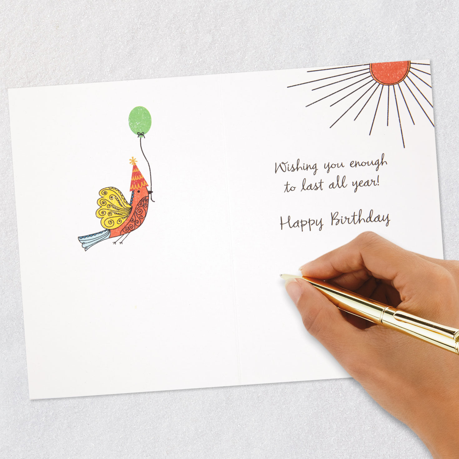Birds in Party Hats Happy Birthday Card Signing card image number 6