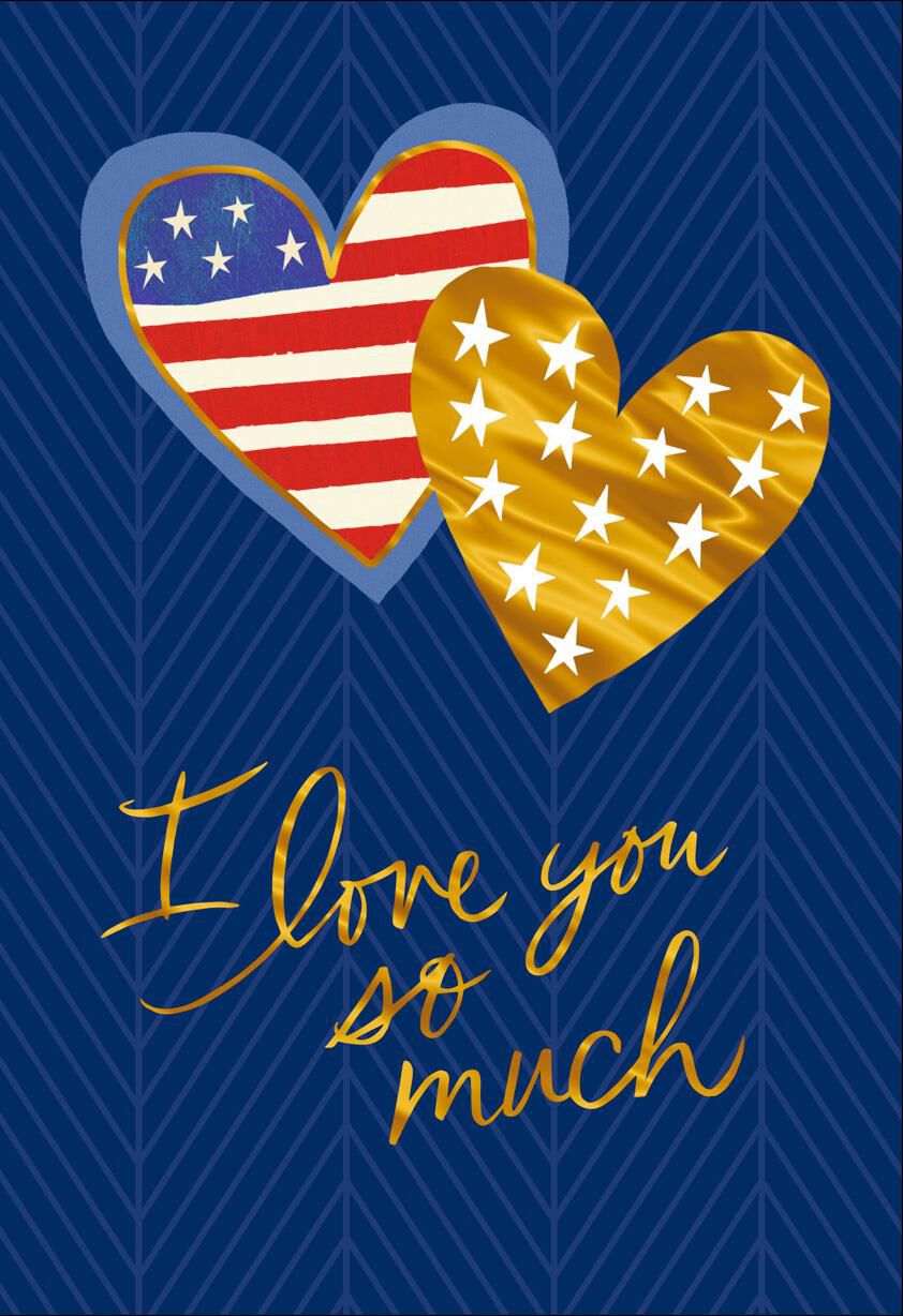 Stars and Stripes Hearts Veterans Day Love Card