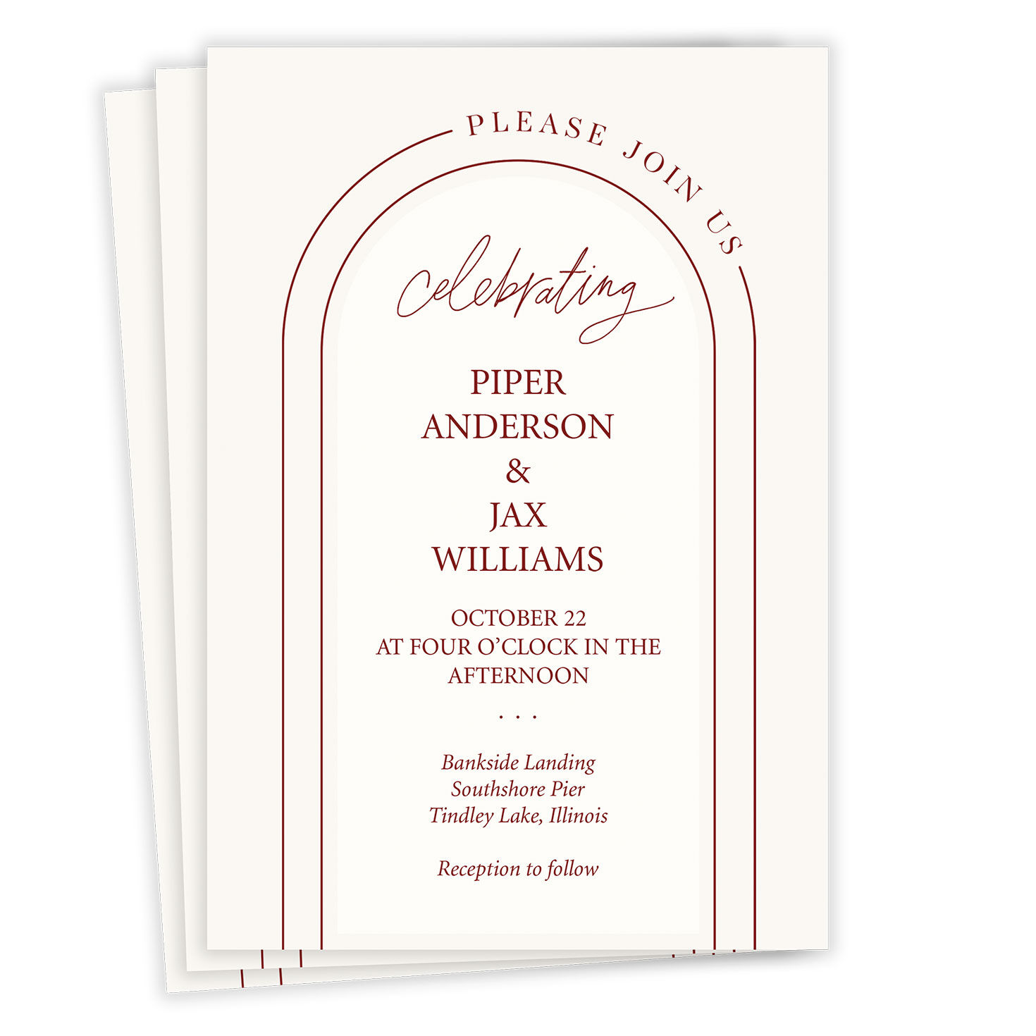 Hint of Crimson Flat Wedding Invitation