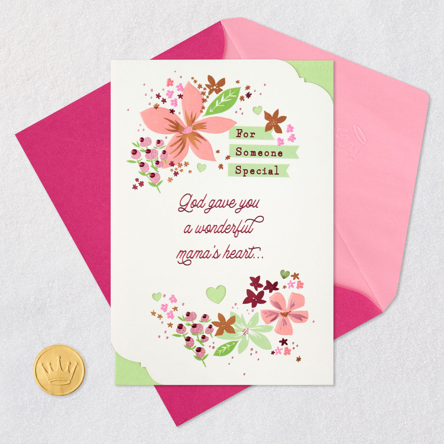 Feminine Flowers Religious Mother's Day Card Card Front with Envelope and Gold Seal image number 6