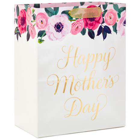 Anemone and Ranunculus Border Large Mother's Day Gift Bag, 13", , large