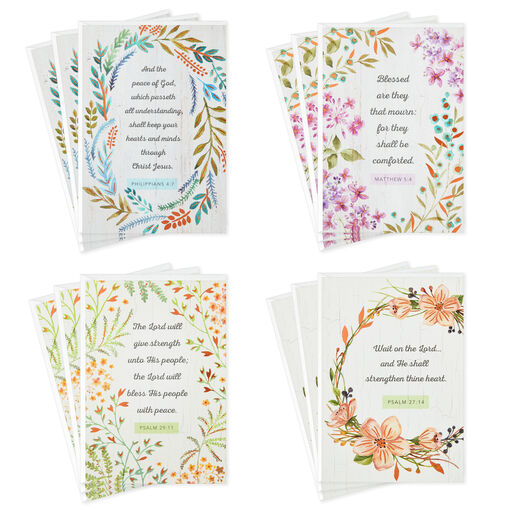 Rustic Floral Assorted Religious Sympathy Cards, Pack of 12, 