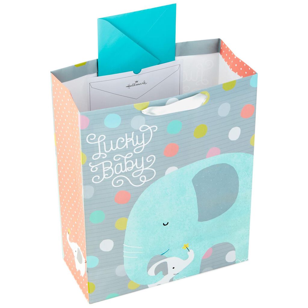 Lucky Baby Elephant Extra Large Gift Bag With Tissue 15 5
