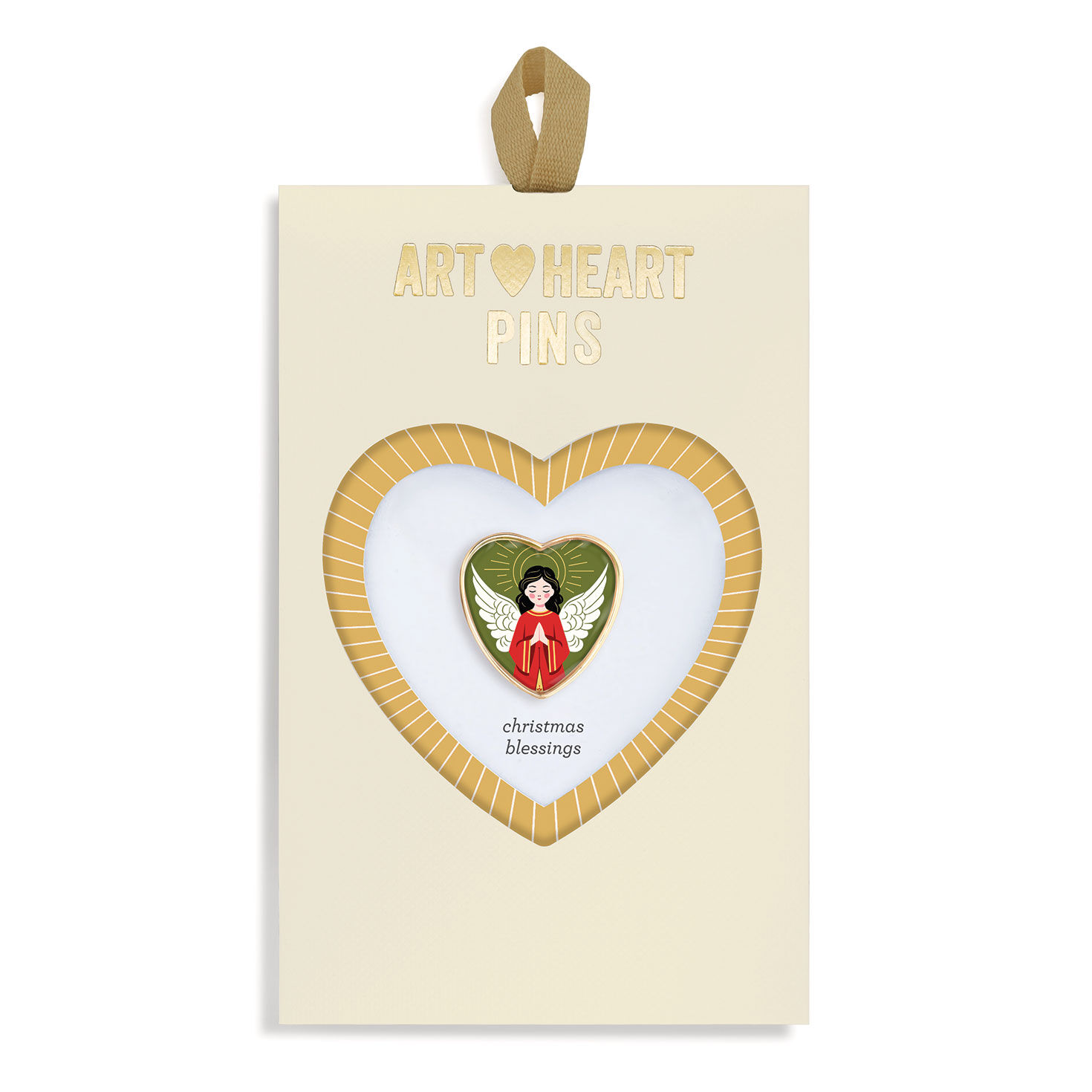 Demdaco Christmas Blessings Angel Art Heart Pin