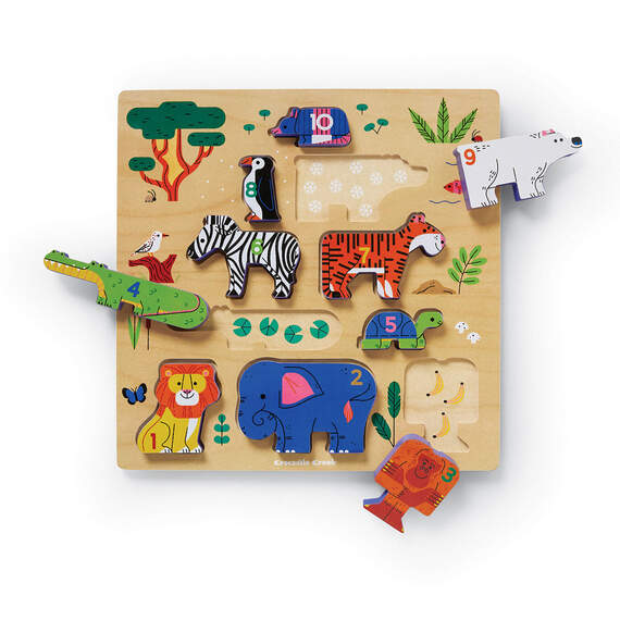 Crocodile Creek 123 Zoo 10-Piece Wood Puzzle for Kids, , large image number 1