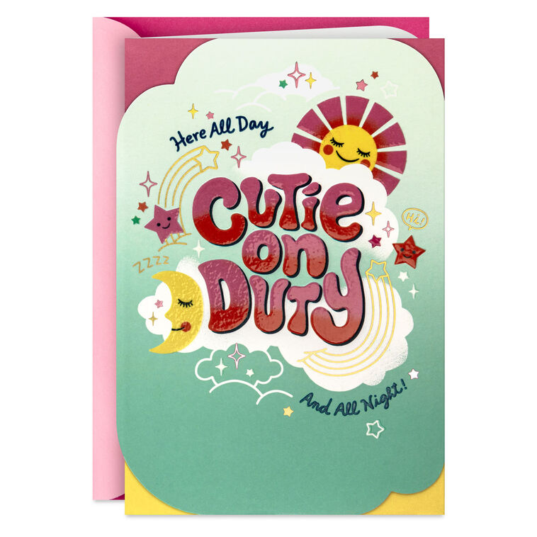 Cutie on Duty New Baby Girl Card