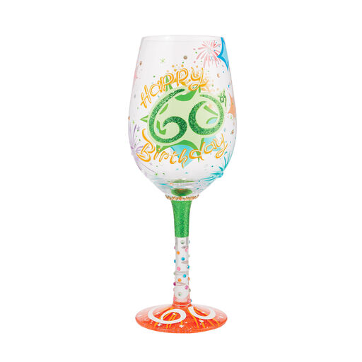 Lolita Happy 60th Birthday Handpainted Wine Glass, 15 oz., 